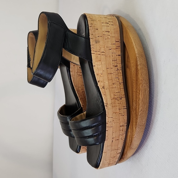 Franco Sarto Black Platform Cork Sandals. Size 6.5 I - Picture 3 of 6